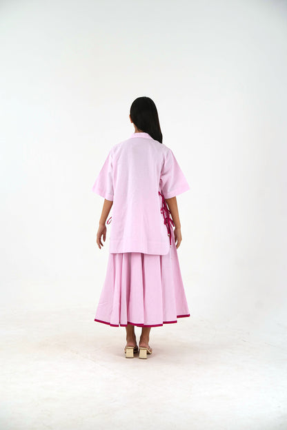 Gheridar skirt Set - Pastel Pink Linen