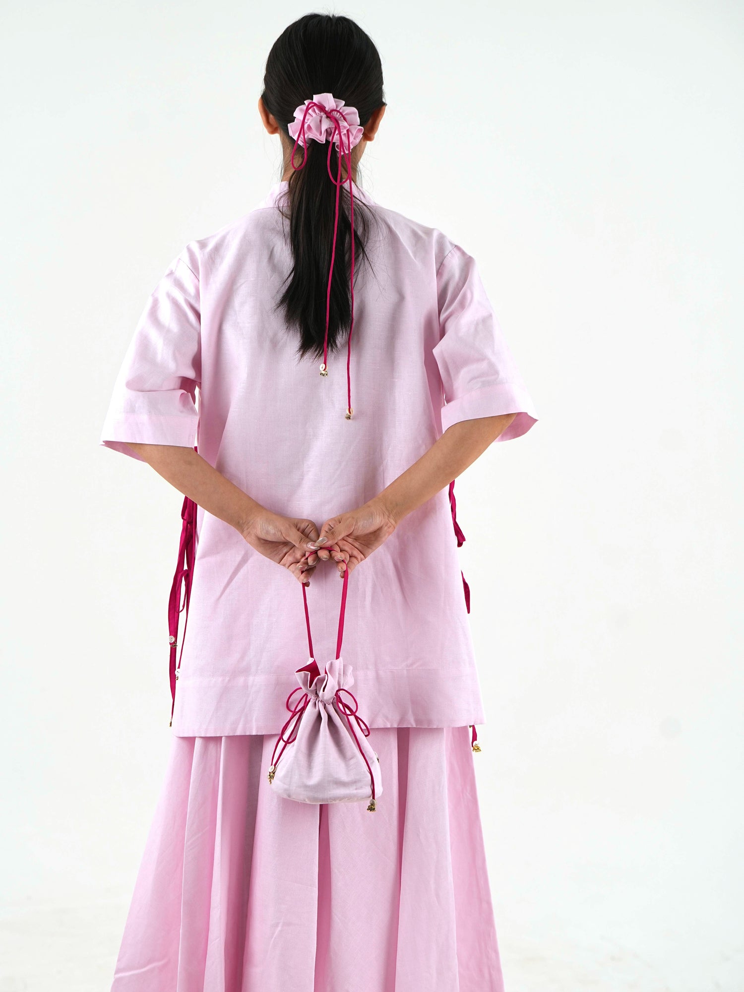 Gheridar skirt Set - Pastel Pink Linen