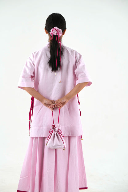 Gheridar skirt Set - Pastel Pink Linen