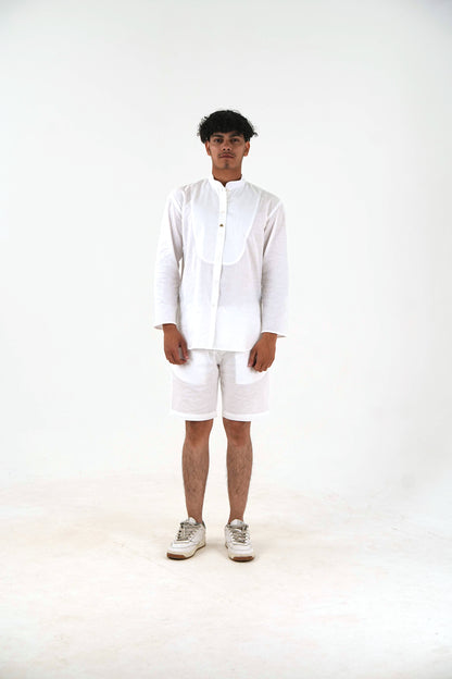 Full Sleeve Co-Ord Set - White Linen Cotton
