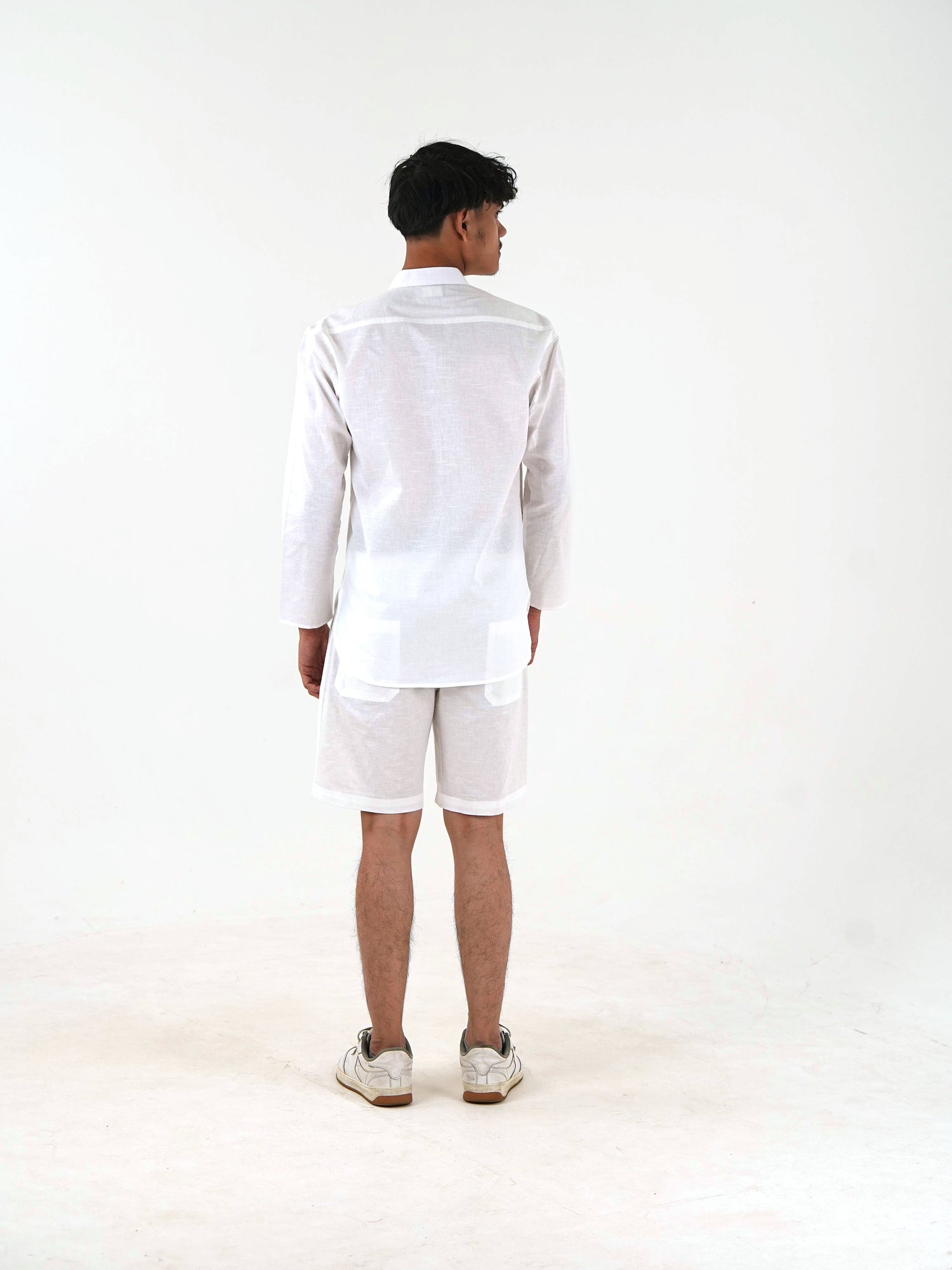 Full Sleeve Co-Ord Set - White Linen Cotton