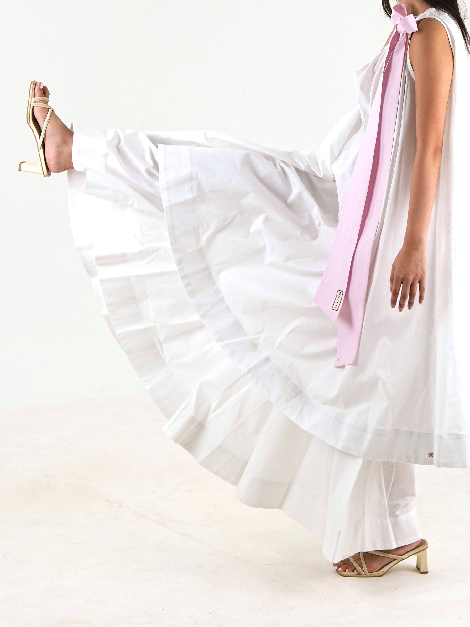 Wide Leg Trousers  - White Linen Cotton
