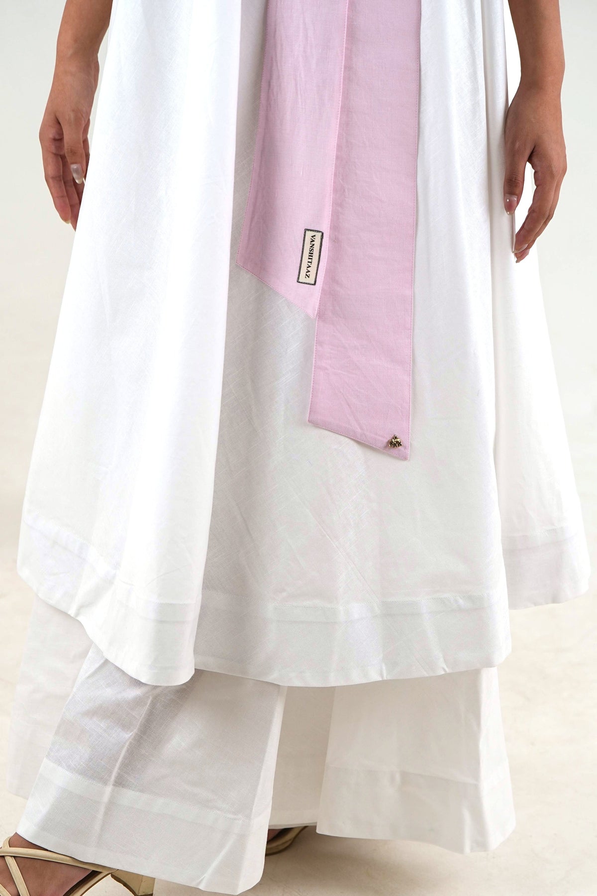 Wide Leg Trousers  - White Linen Cotton