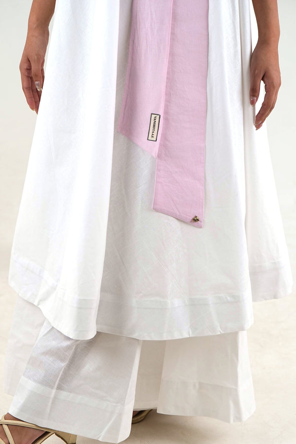 Wide Leg Trousers  - White Linen Cotton