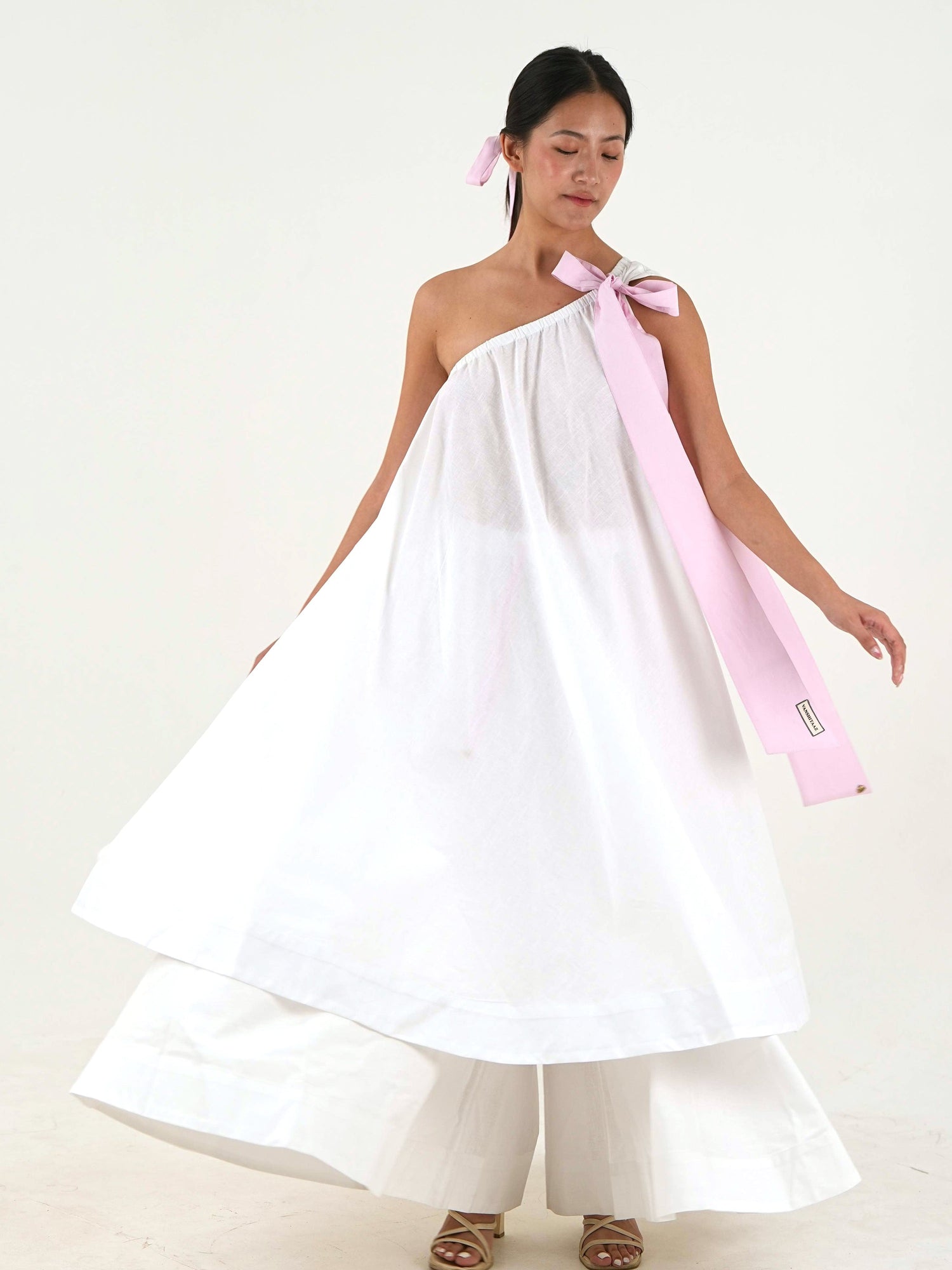 Bow Tie Tunic - White Linen Cotton