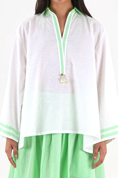 Tunic-Skirt Set - White Relaxed Fit