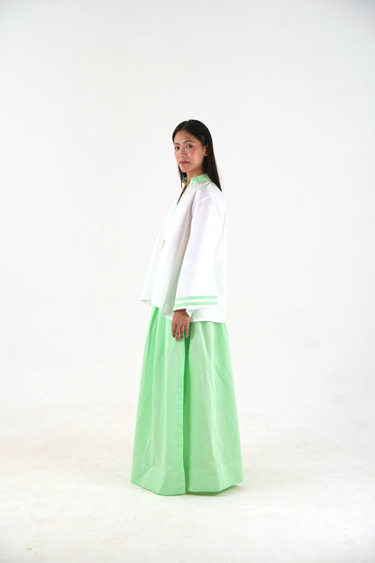 Maxi slit Skirt - Mint Green Linen