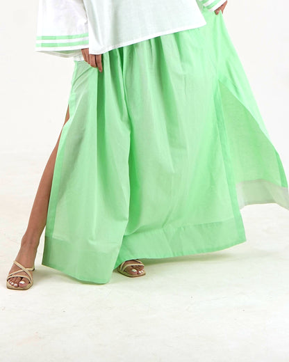 Maxi slit Skirt - Mint Green Linen