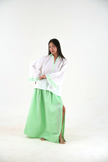Tunic-Skirt Set - White Relaxed Fit