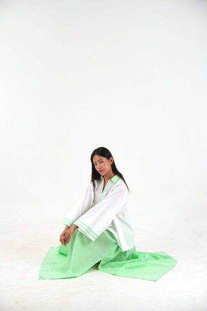 Tunic-Skirt Set - White Relaxed Fit