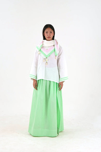 Tunic-Skirt Set - White Relaxed Fit