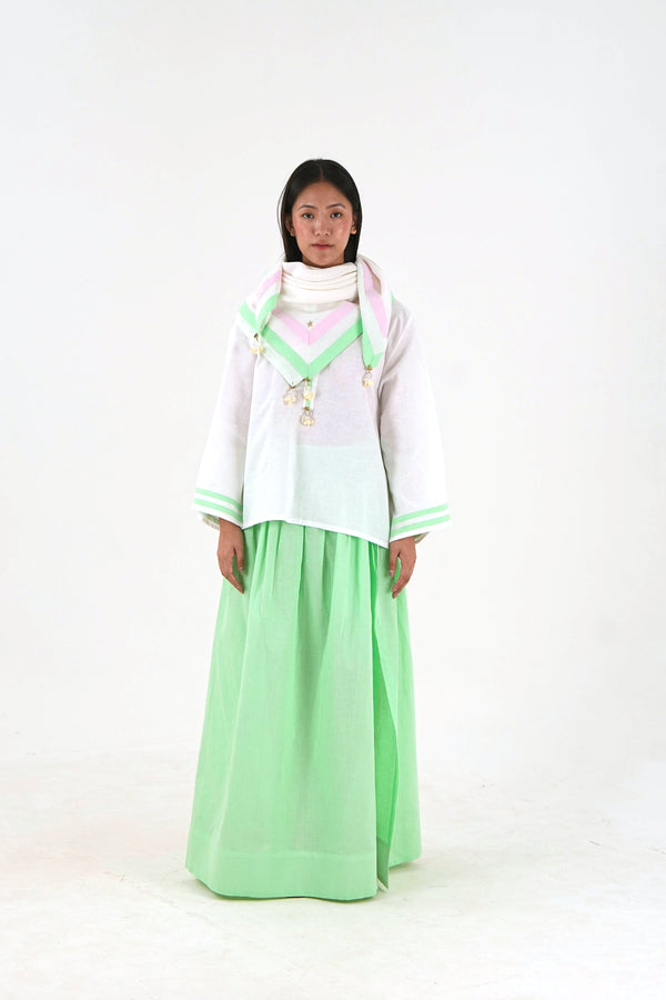 Tunic-Skirt Set - White Relaxed Fit