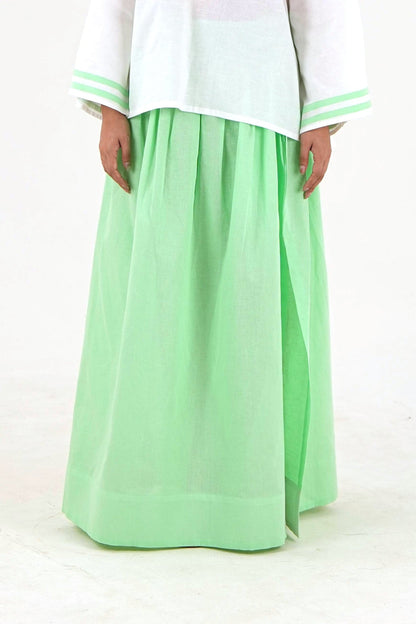 Maxi slit Skirt - Mint Green Linen