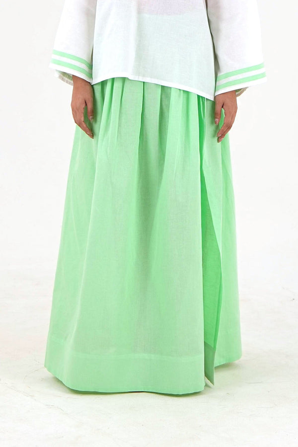 Maxi slit Skirt - Mint Green Linen