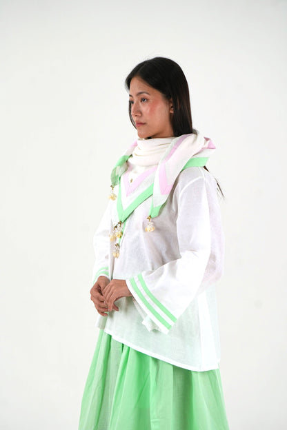 Tunic-Skirt Set - White Relaxed Fit