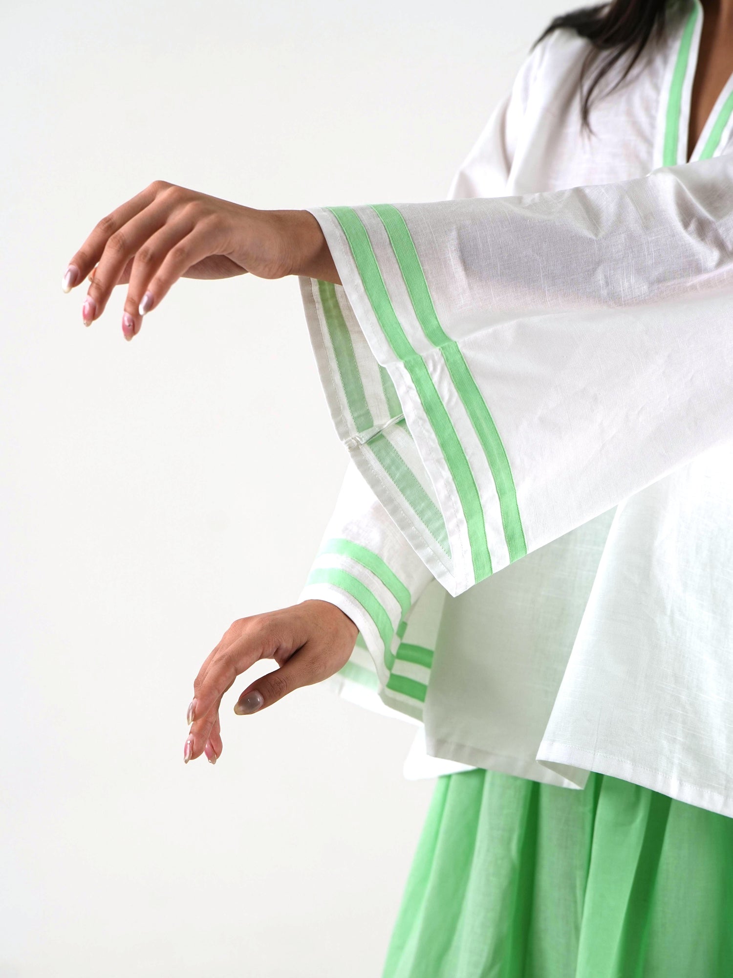 Tunic-Skirt Set - White Relaxed Fit