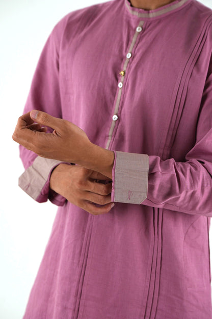 Full Sleeve Kurta Pant Set - Dusty Pink