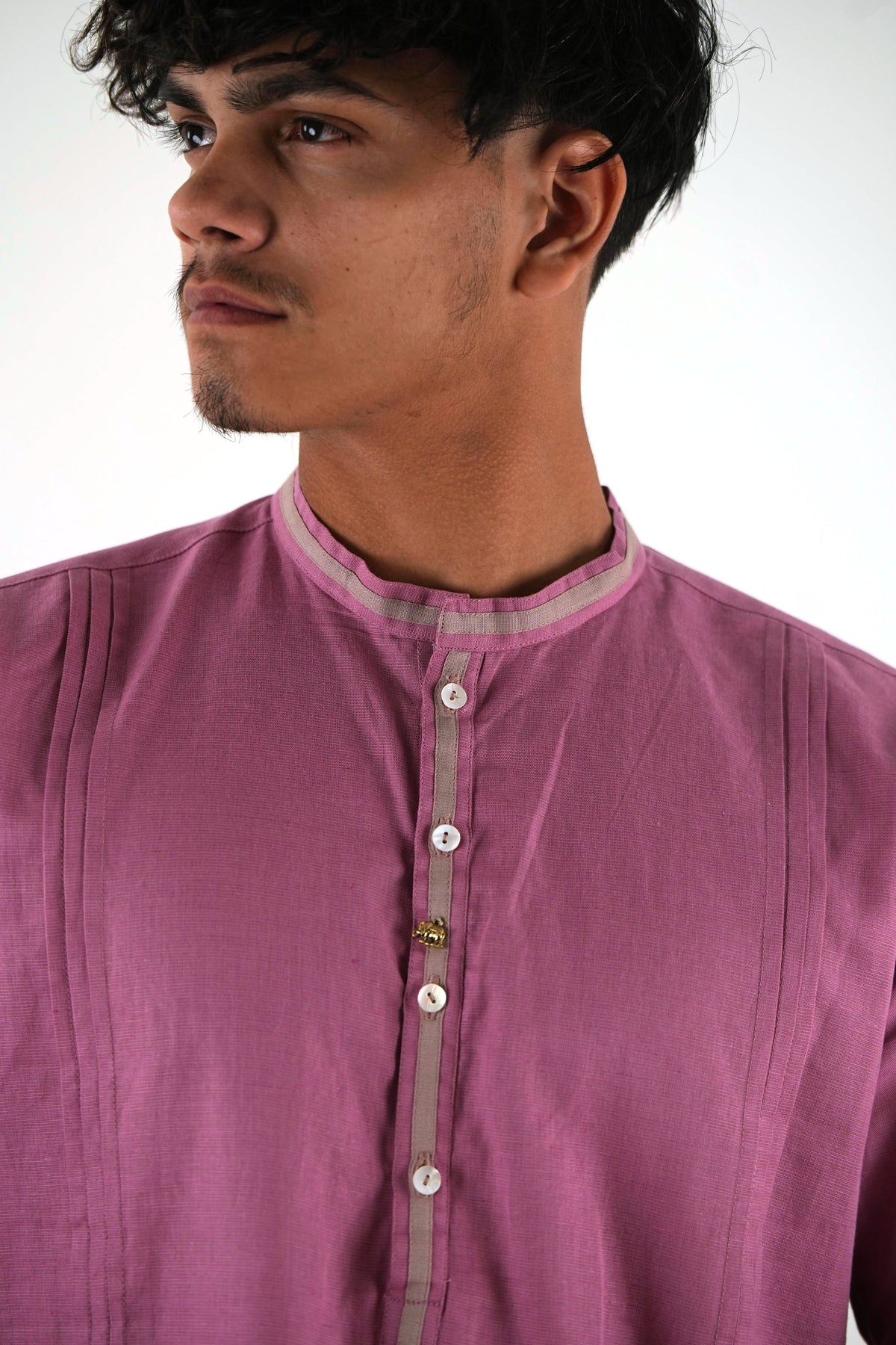 Full Sleeve Kurta Pant Set - Dusty Pink