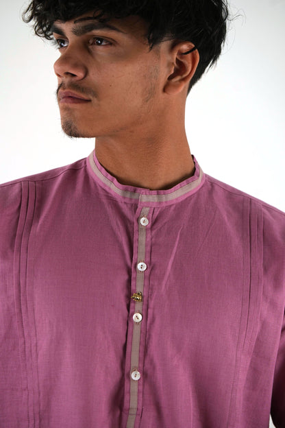 Full Sleeve Kurta Pant Set - Dusty Pink