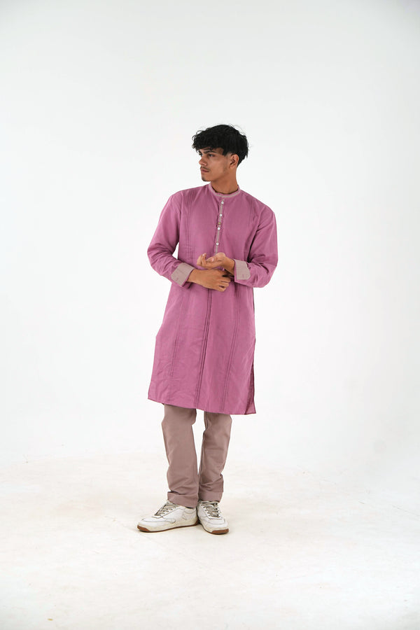 Full Sleeve Kurta Pant Set - Dusty Pink