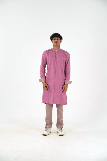 Full Sleeve Kurta Pant Set - Dusty Pink