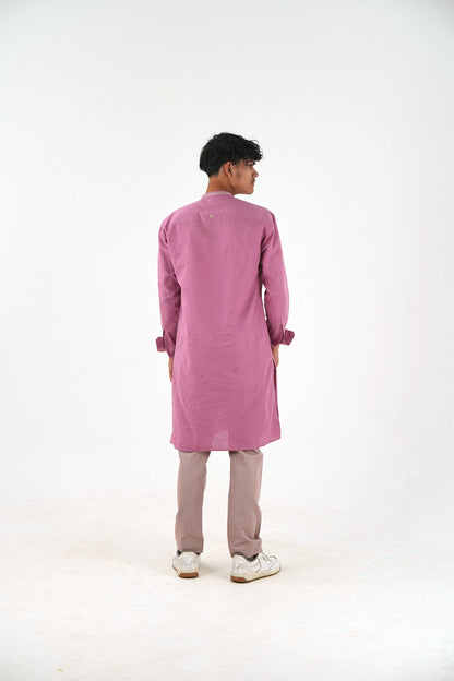 Full Sleeve Kurta Pant Set - Dusty Pink