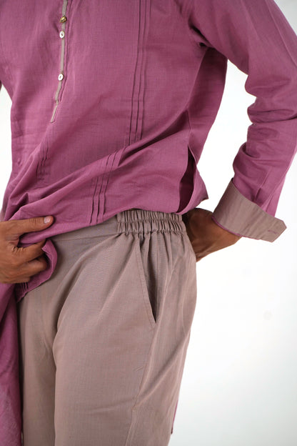 Full Sleeve Kurta Pant Set - Dusty Pink