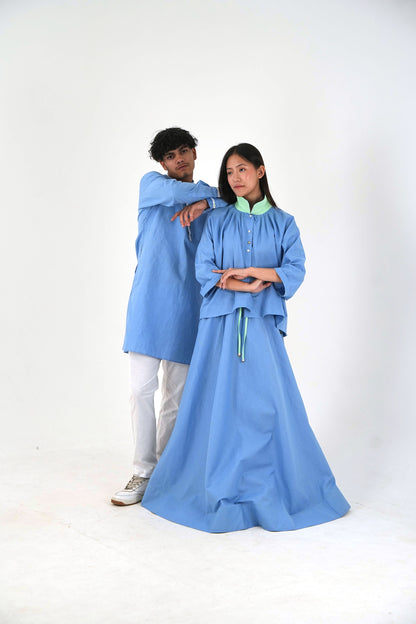 Mandarin Collar Set - Pastel Blue