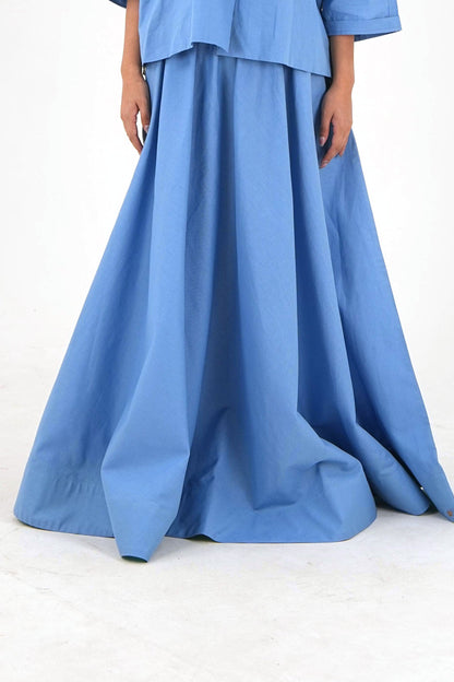 Circular Maxi Skirt - Pastel Blue Linen