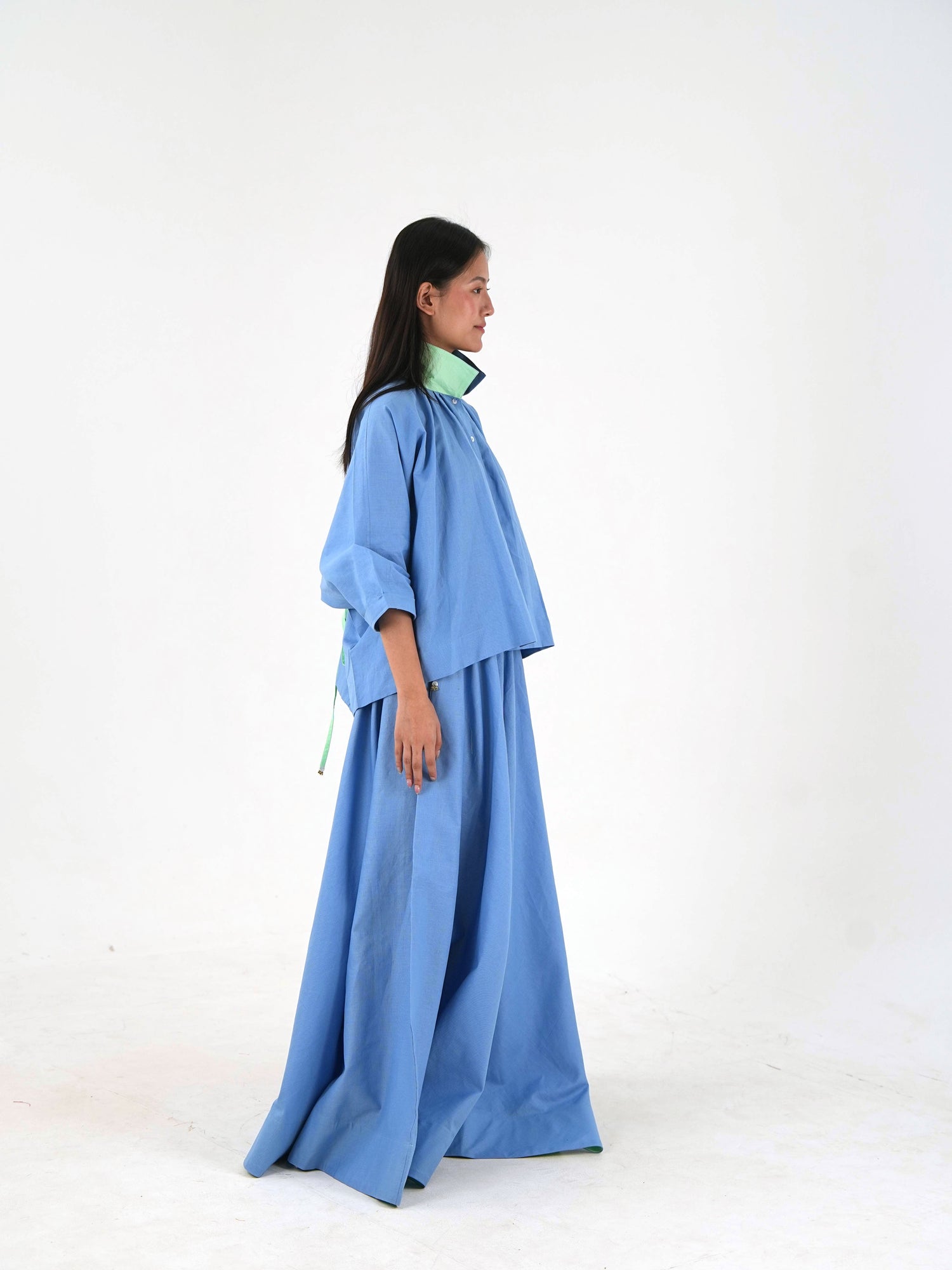 Mandarin Collar Set - Pastel Blue