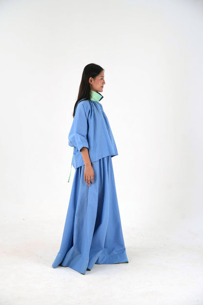 Mandarin Collar Set - Pastel Blue