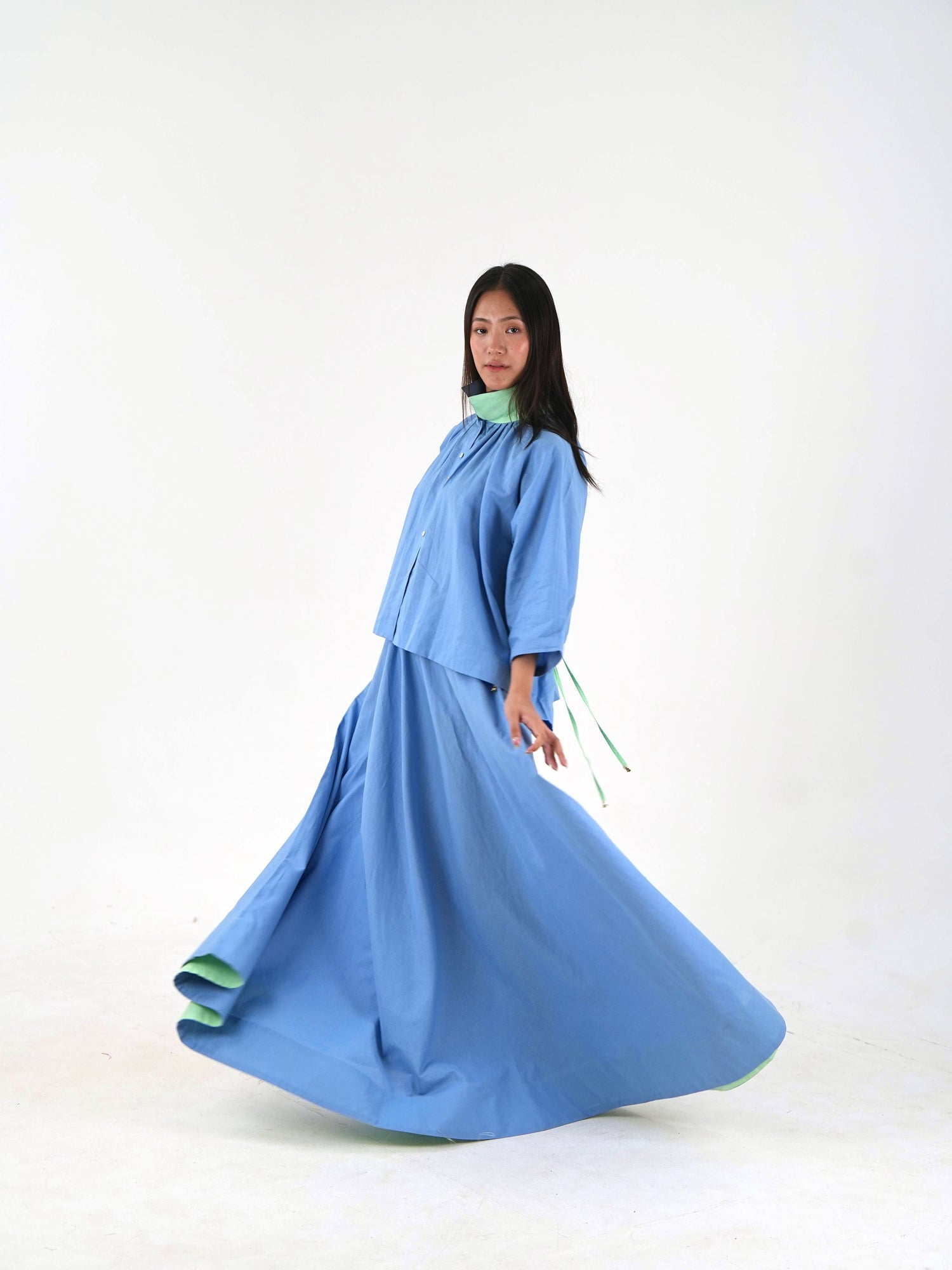 Mandarin Collar Set - Pastel Blue
