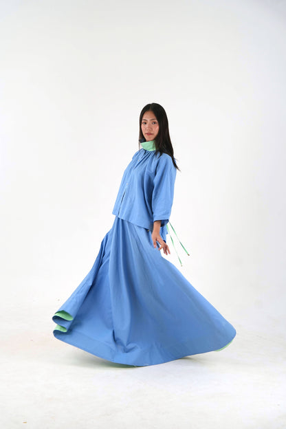 Mandarin Collar Set - Pastel Blue