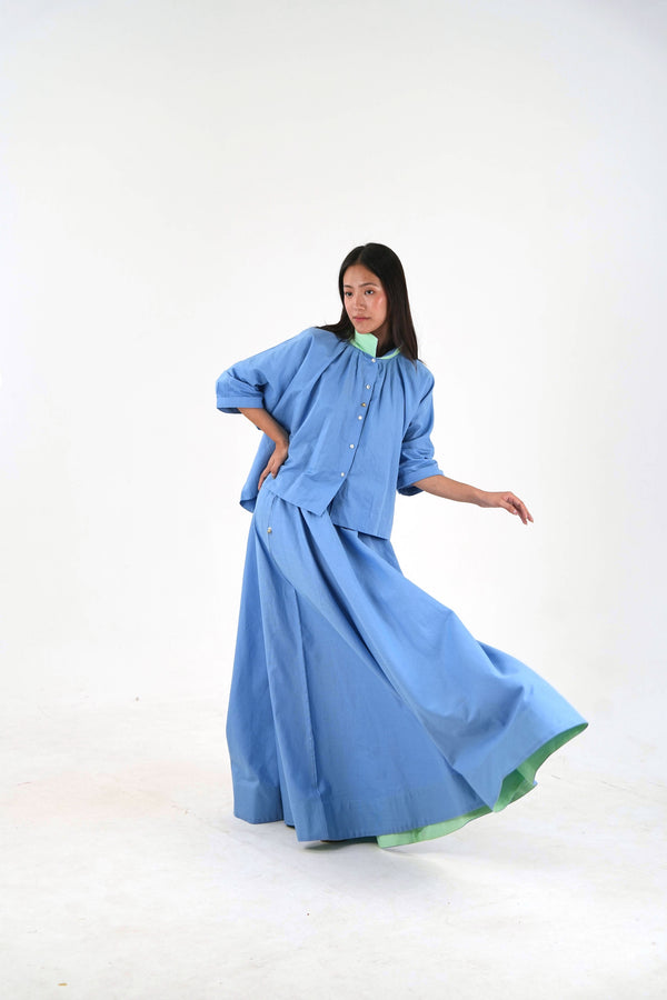 Mandarin Collar Set - Pastel Blue