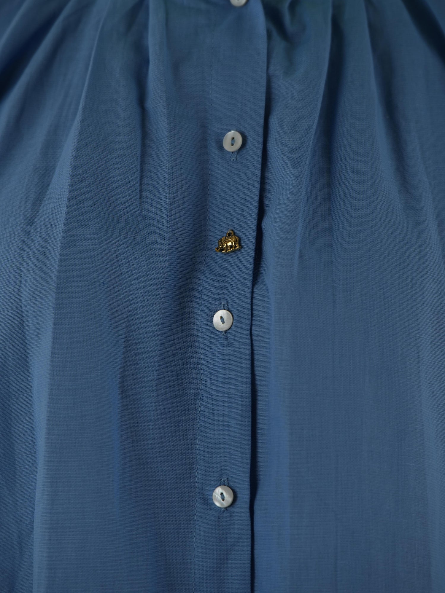 Mandarin Collar Linen Shirt - Pastel Blue