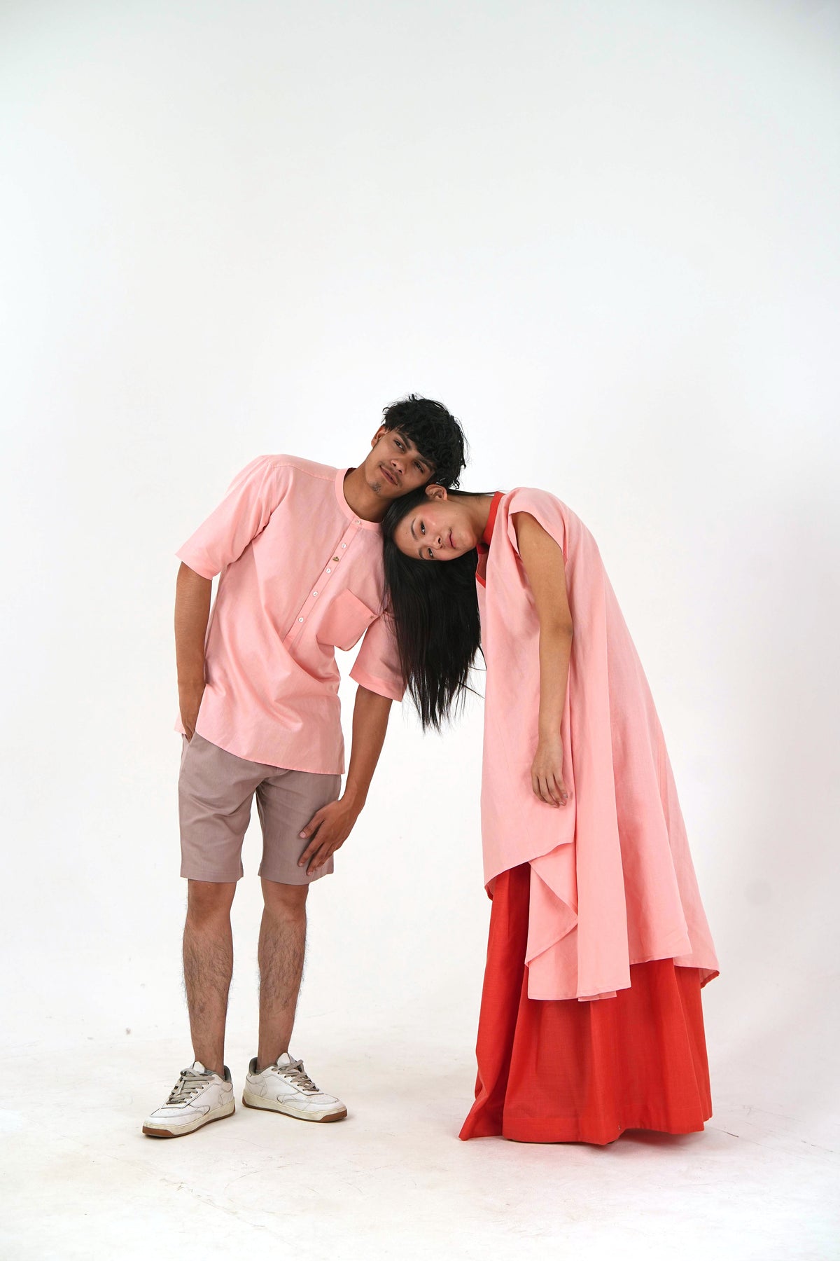 Tunic-Skirt Set - Peach Loose Fit