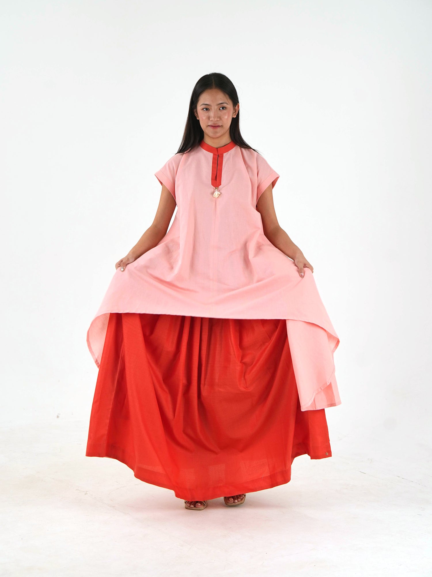 Skirt - Orange Linen Cotton