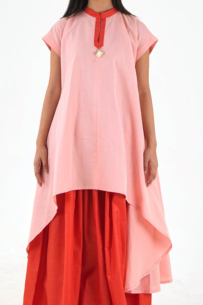 Tunic-Skirt Set - Peach Loose Fit