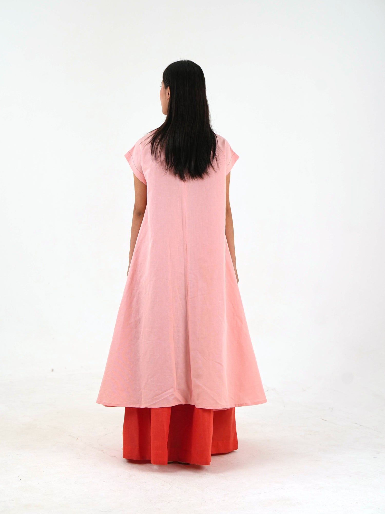 Tunic-Skirt Set - Peach Loose Fit