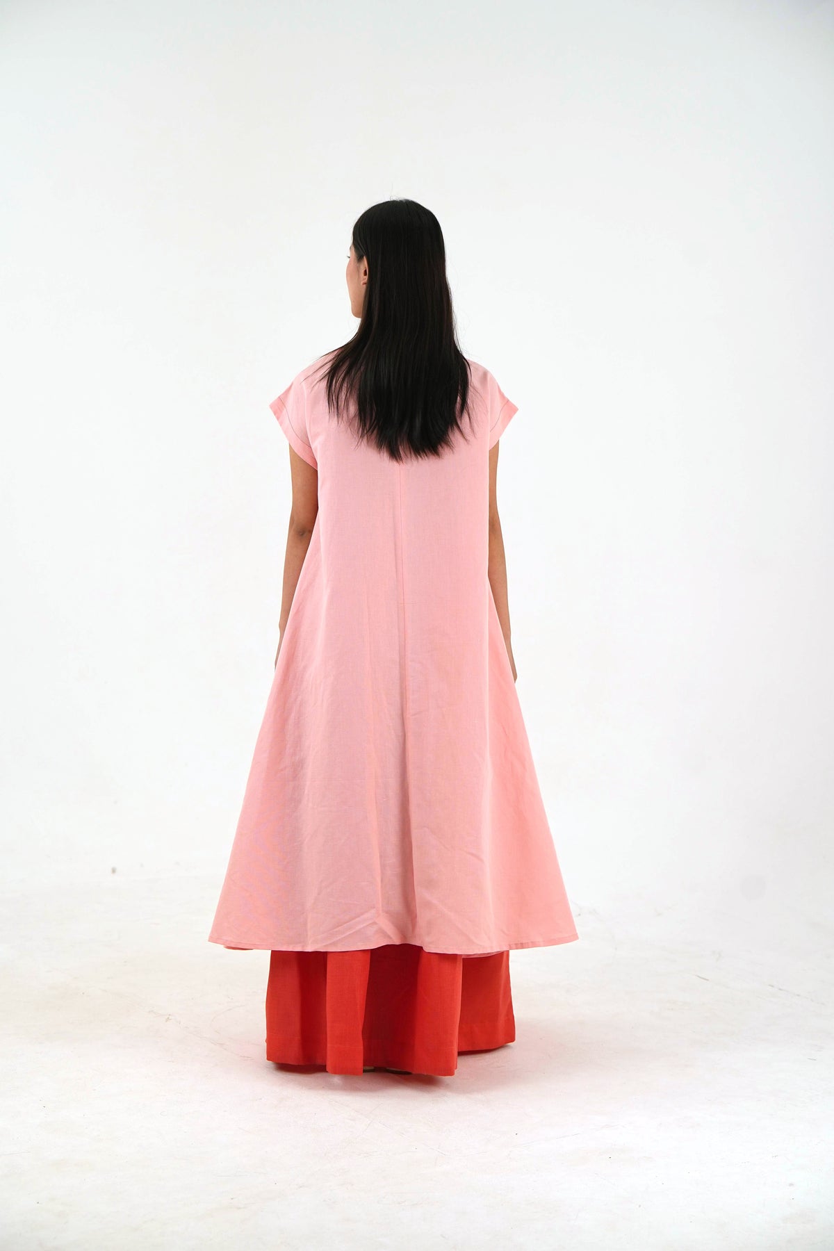 Tunic-Skirt Set - Peach Loose Fit
