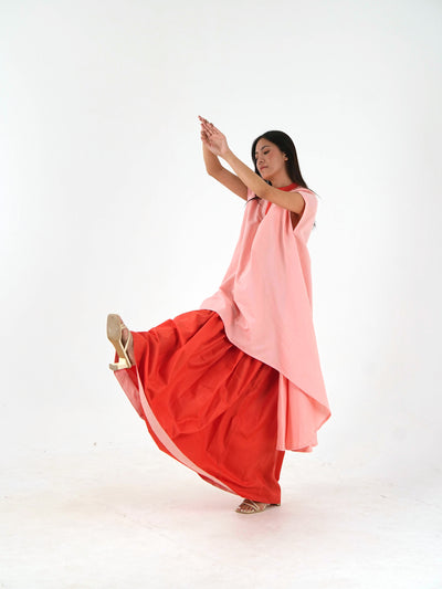 Tunic-Skirt Set - Peach Loose Fit