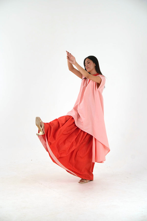 Tunic-Skirt Set - Peach Loose Fit