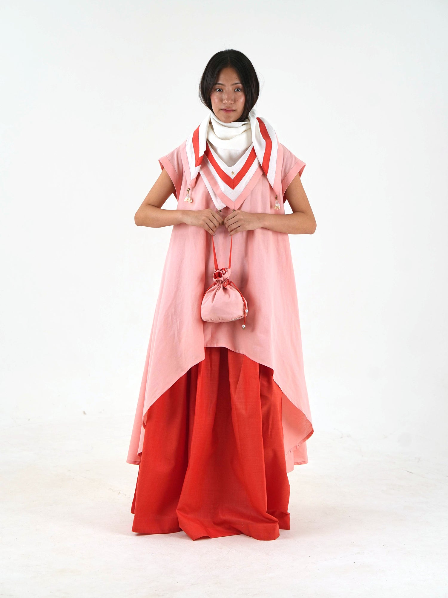 Tunic-Skirt Set - Peach Loose Fit
