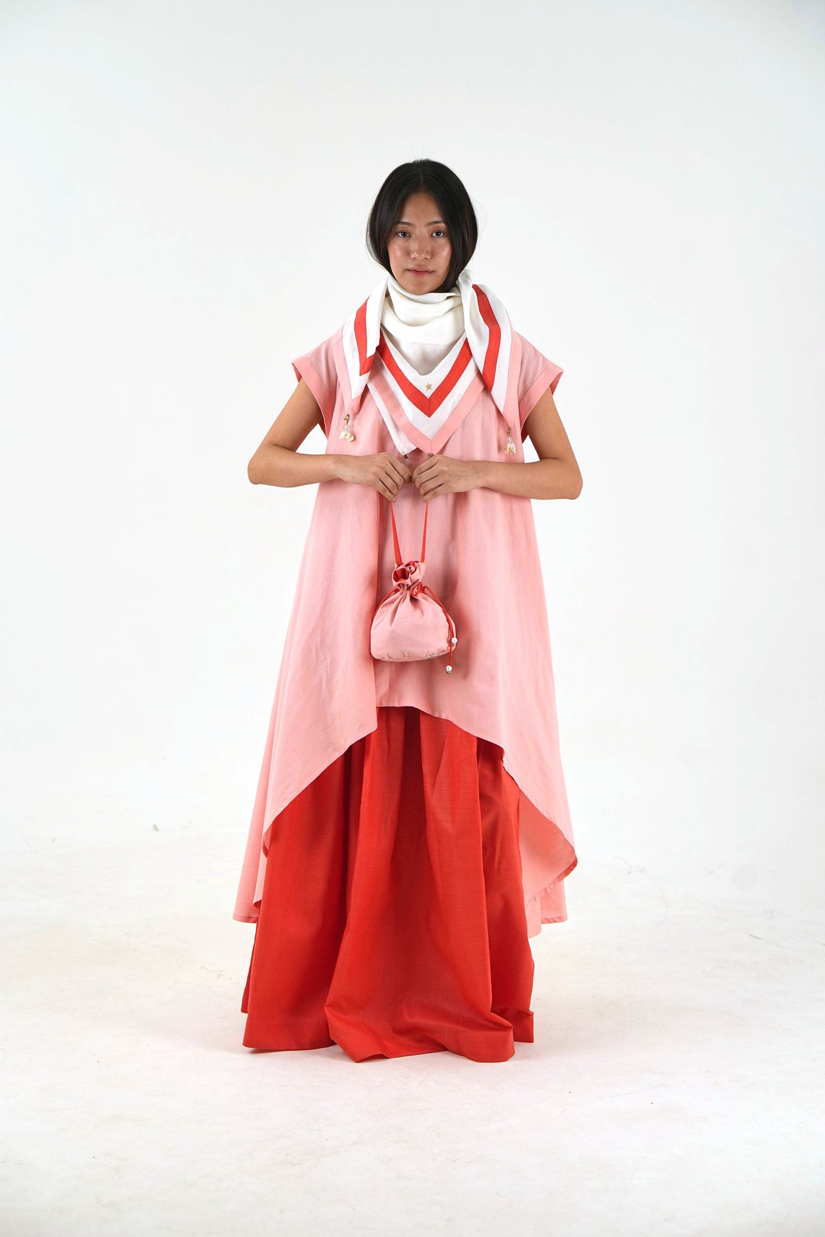 Tunic-Skirt Set - Peach Loose Fit