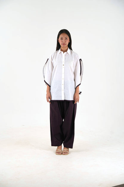 Shirt Salwar Set - White Linen Cotton