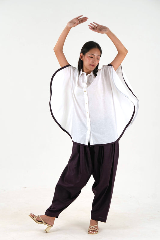 Shirt Salwar Set - White Linen Cotton