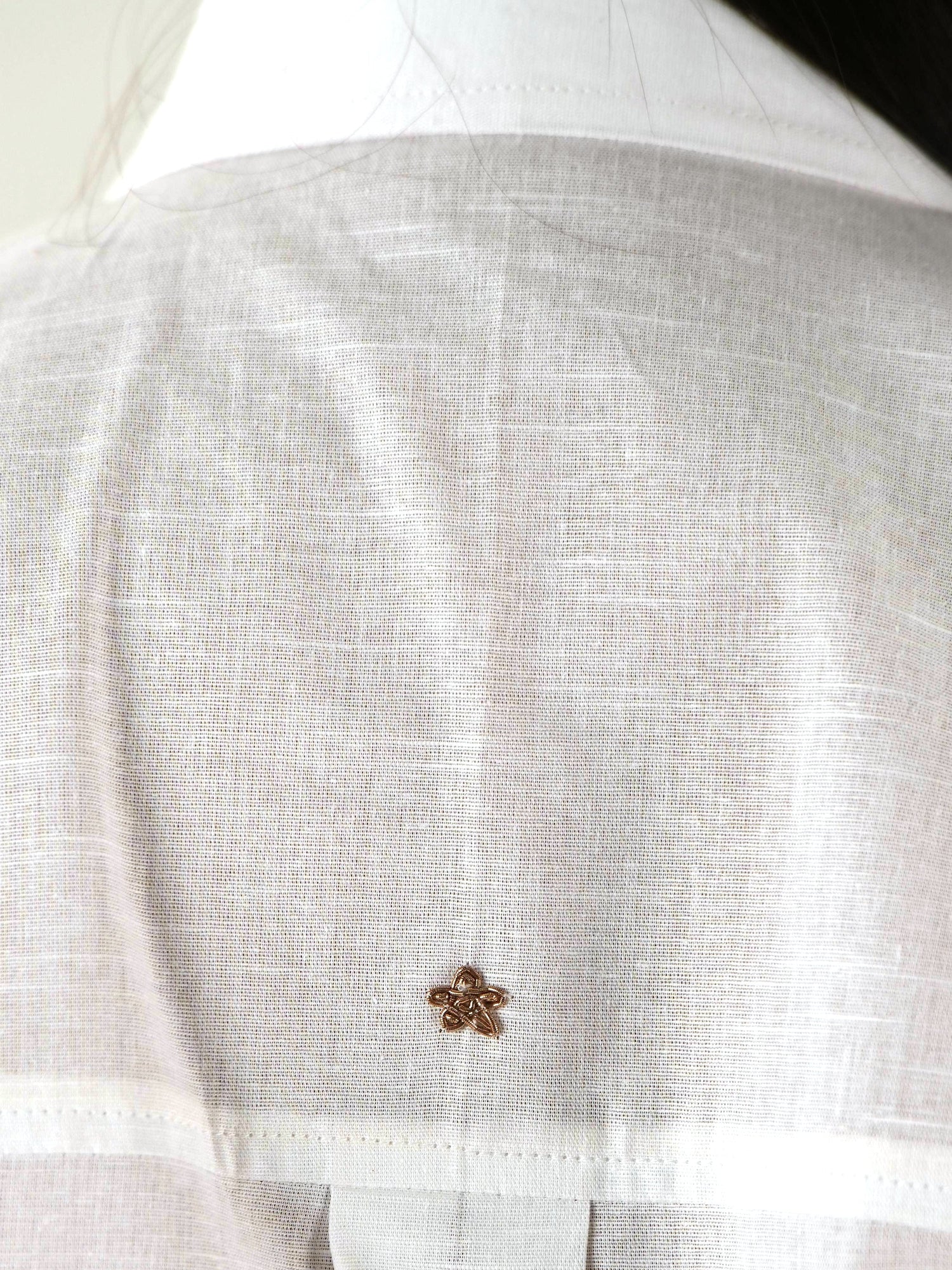 Shirt Collar Cape Shirt - White Linen Cotton