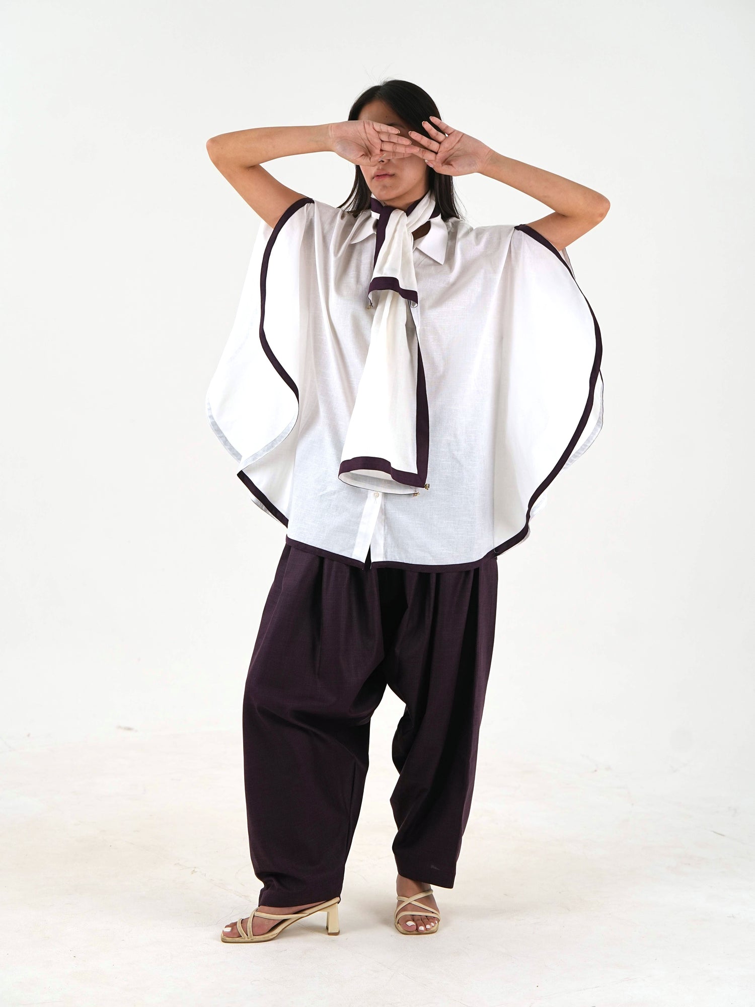 Shirt Salwar Set - White Linen Cotton