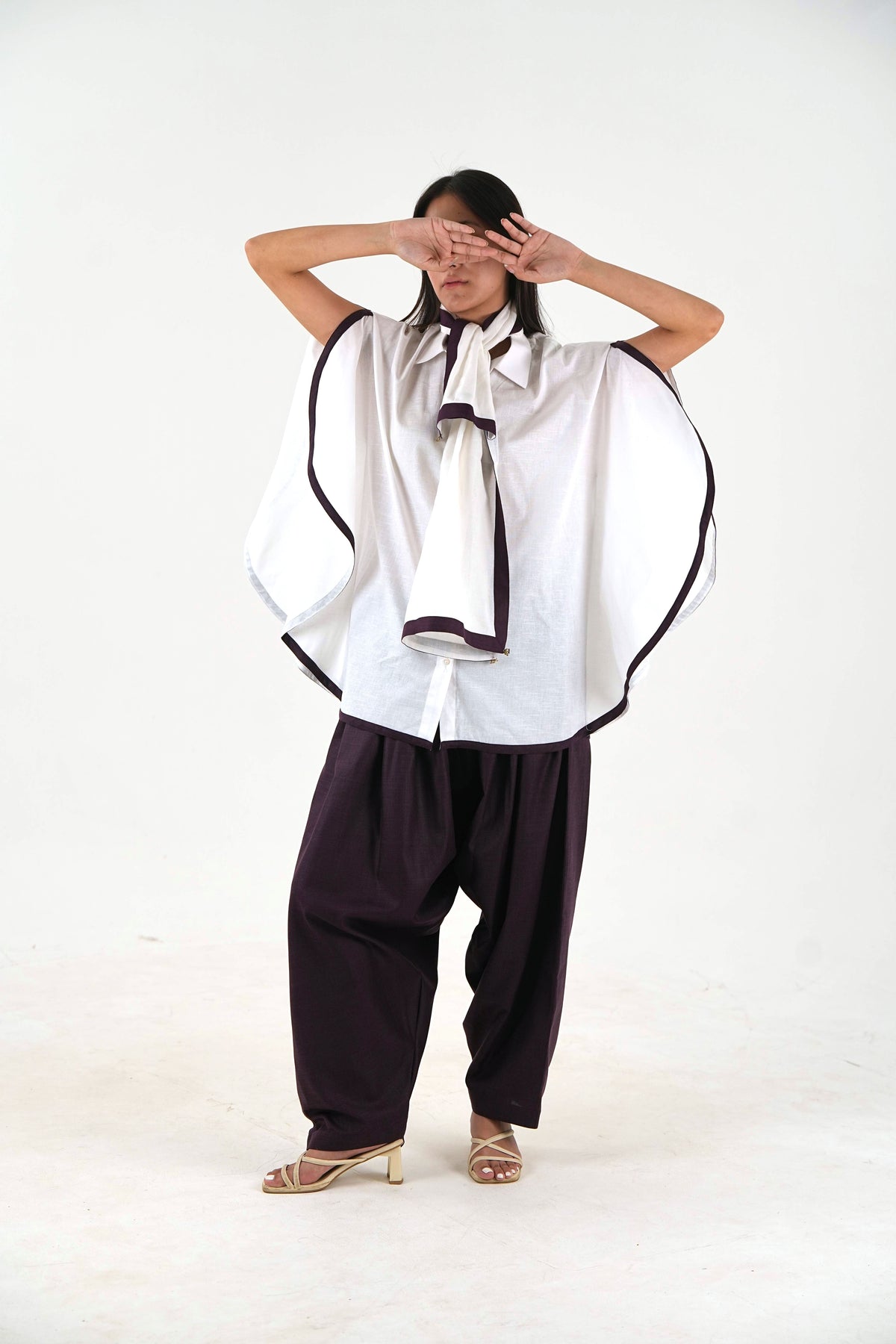 Shirt Salwar Set - White Linen Cotton