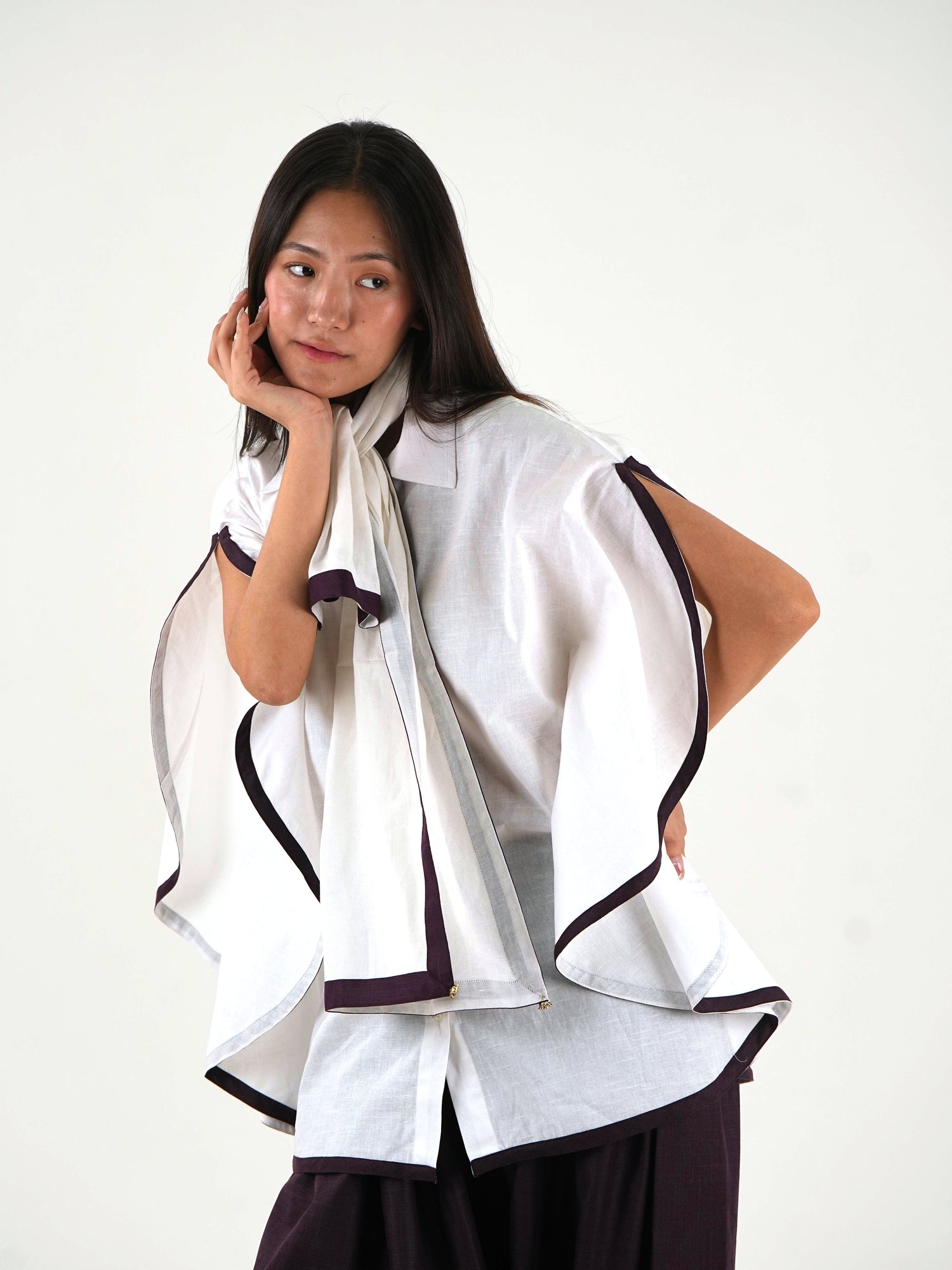 Shirt Salwar Set - White Linen Cotton